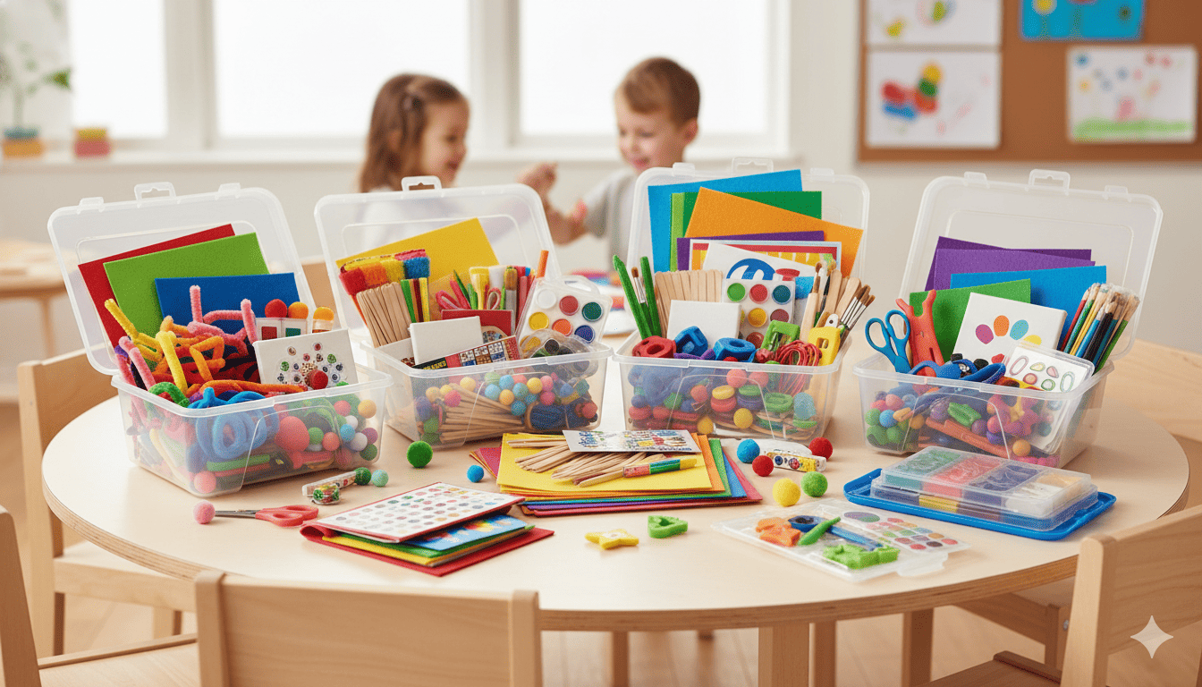 Kreative kits til børn med forskellige materialer